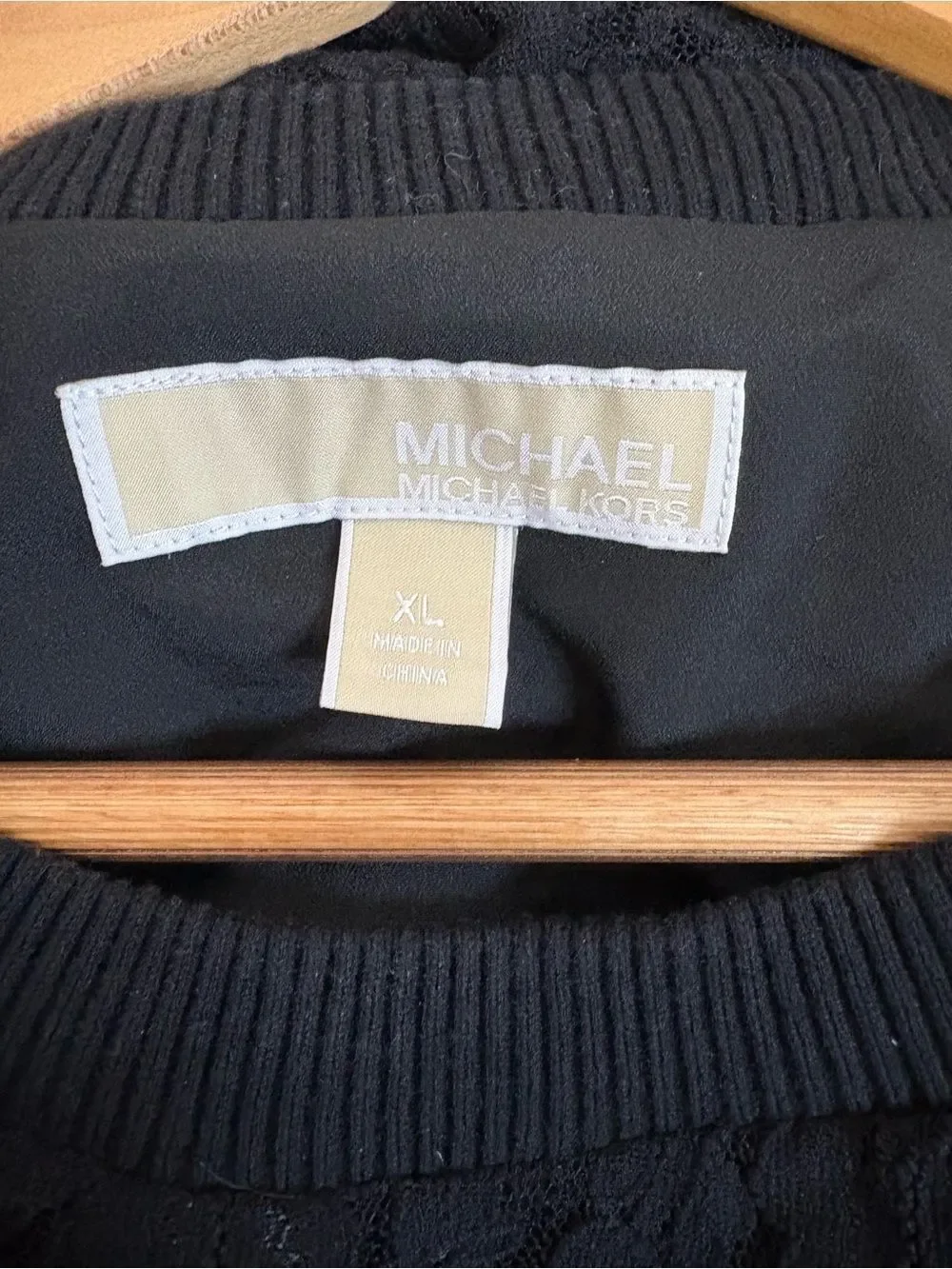 Women’s Black Lace Long-Sleeve Pullover Sweatshirt by MICHAEL Michael Kors